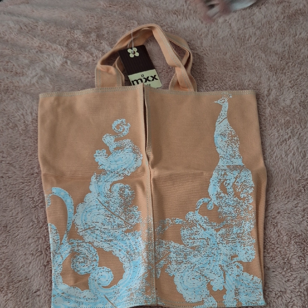 Peach and White Tote Bag